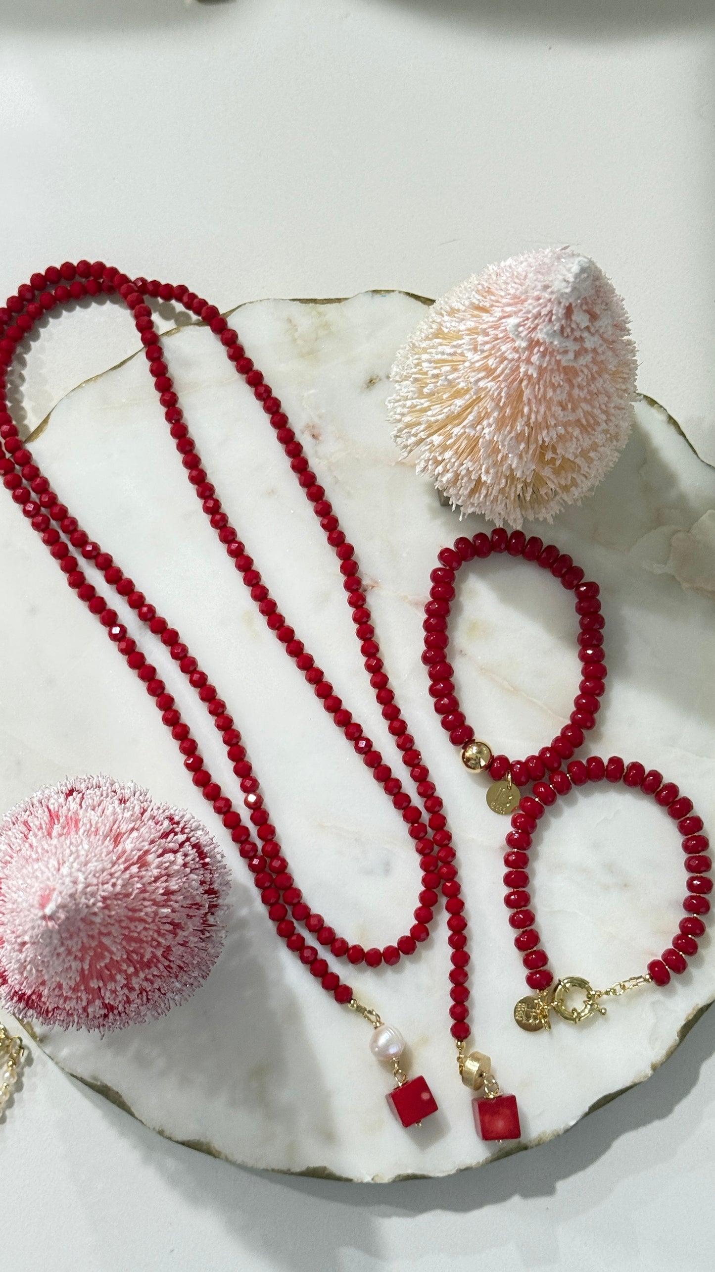 Set Collar doble vuelta rojo