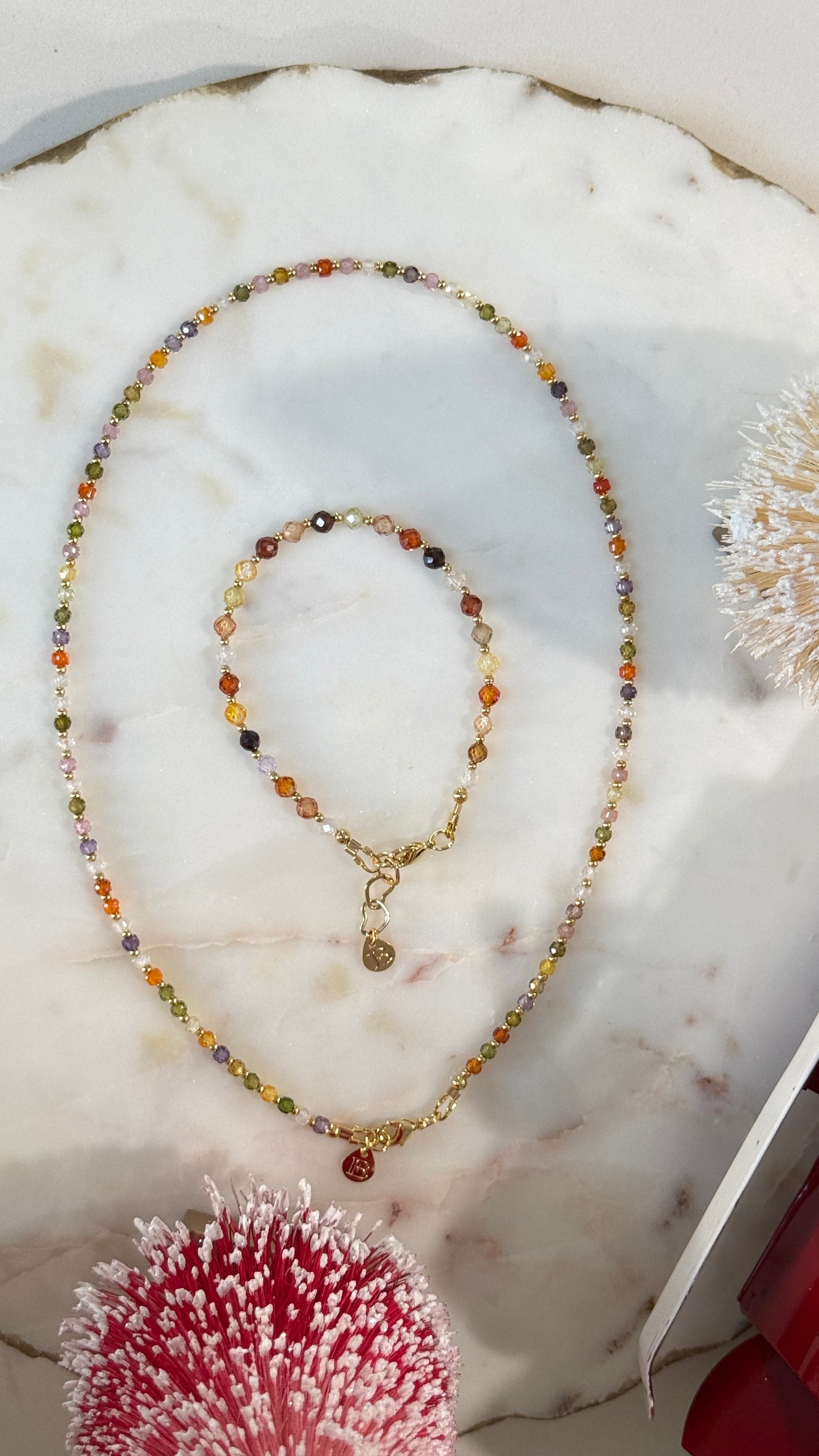 Collar + Pulsera cristales colores