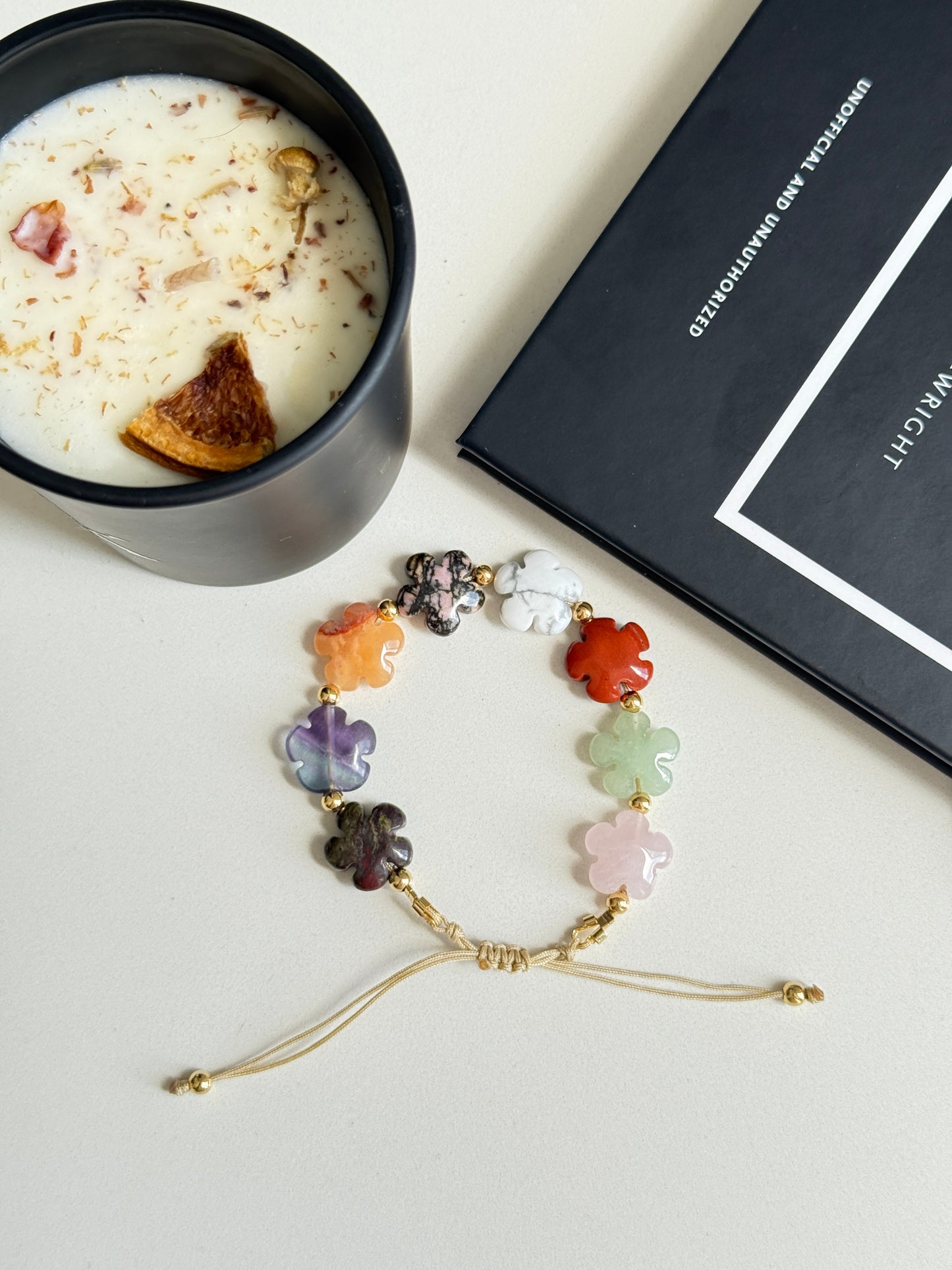 Pulsera Flores Mix Piedras Naturales