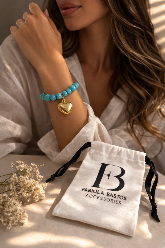 Pulsera turquesa corazón