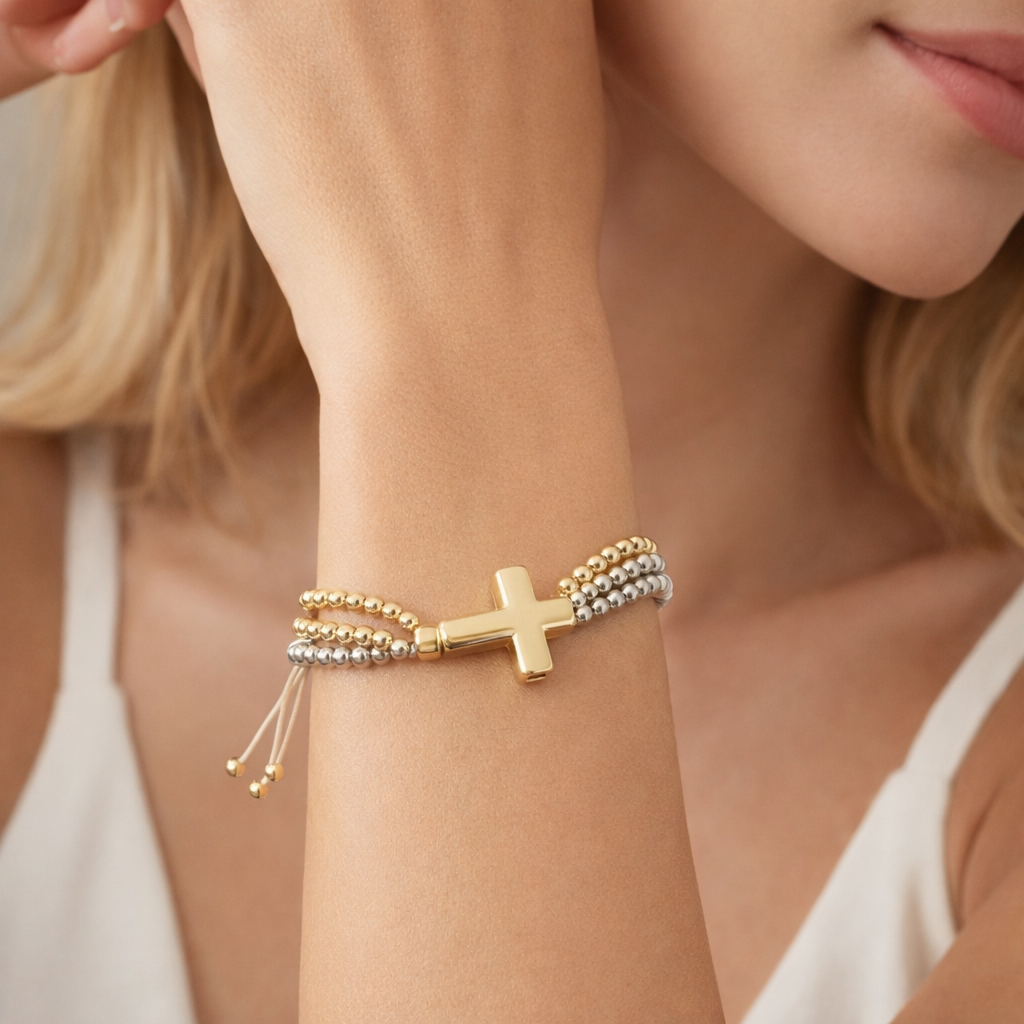 Pulsera ajustable plateado y dorado