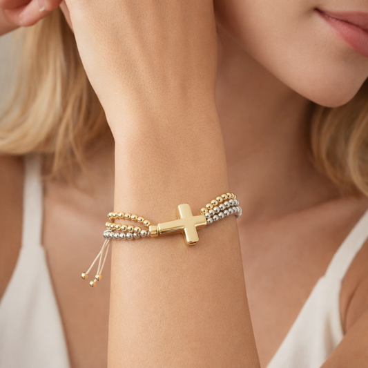 Pulsera ajustable plateado y dorado