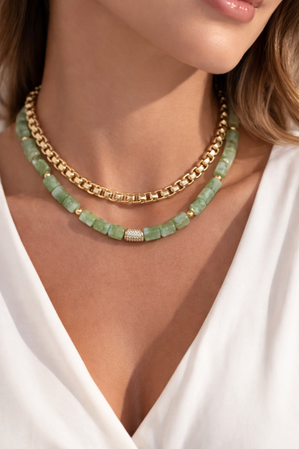 Collar Cuarzo con dorado
