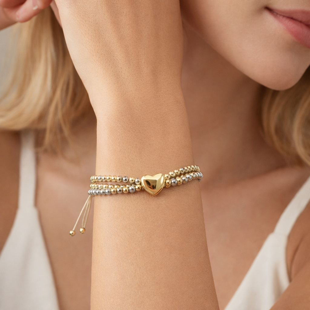 Pulsera ajustable plateado y dorado