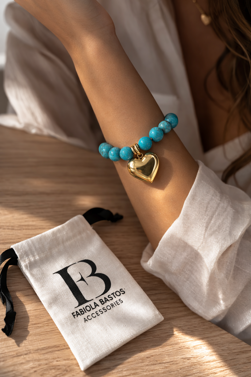 Pulsera turquesa corazón