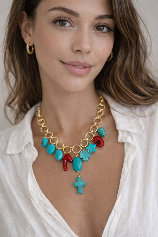 Collar Cruz Turquesa