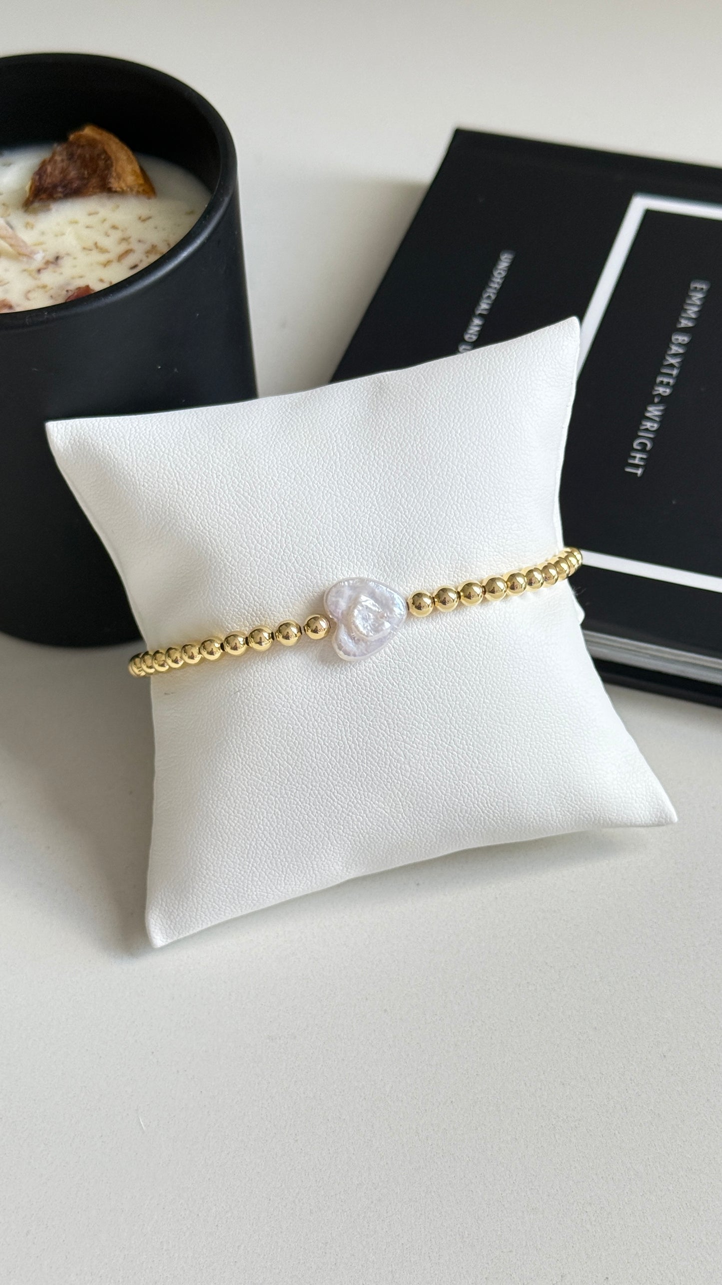 Pulsera Elastica perla love c/u