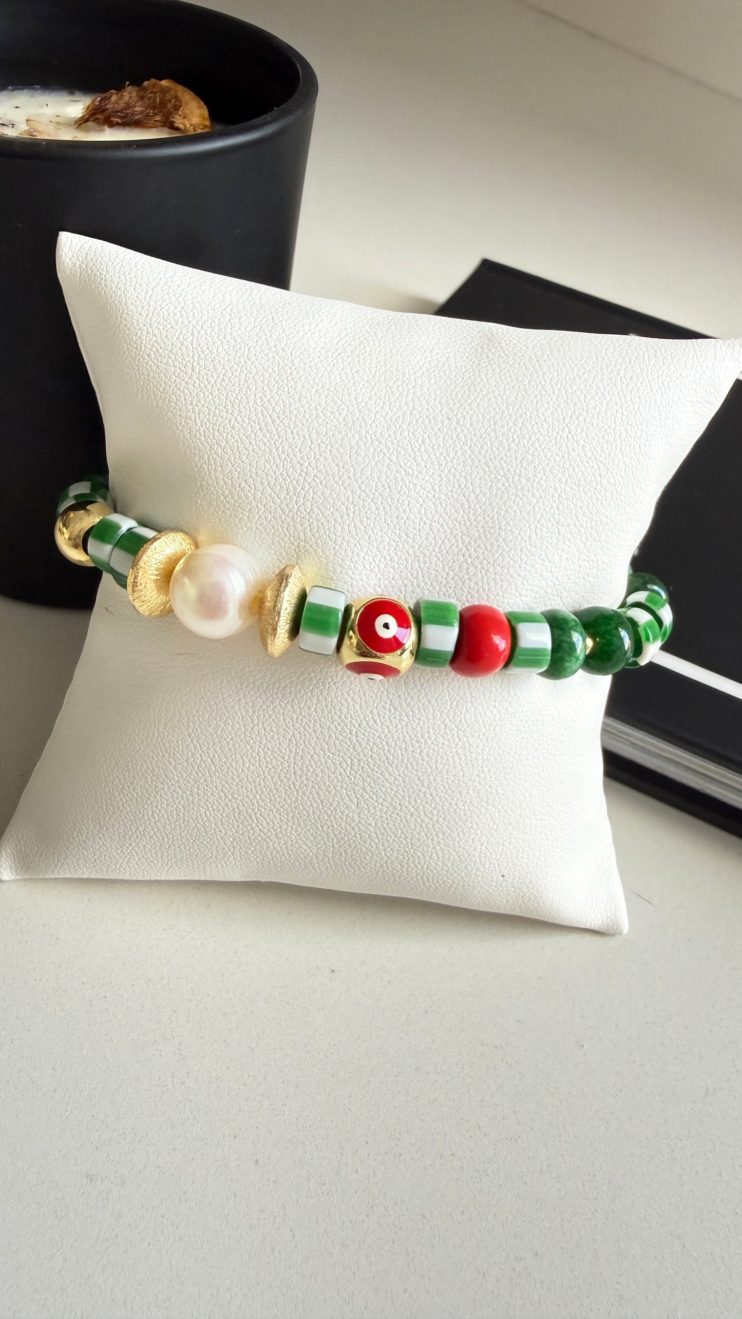 Pulsera piedra africana Verde c/u