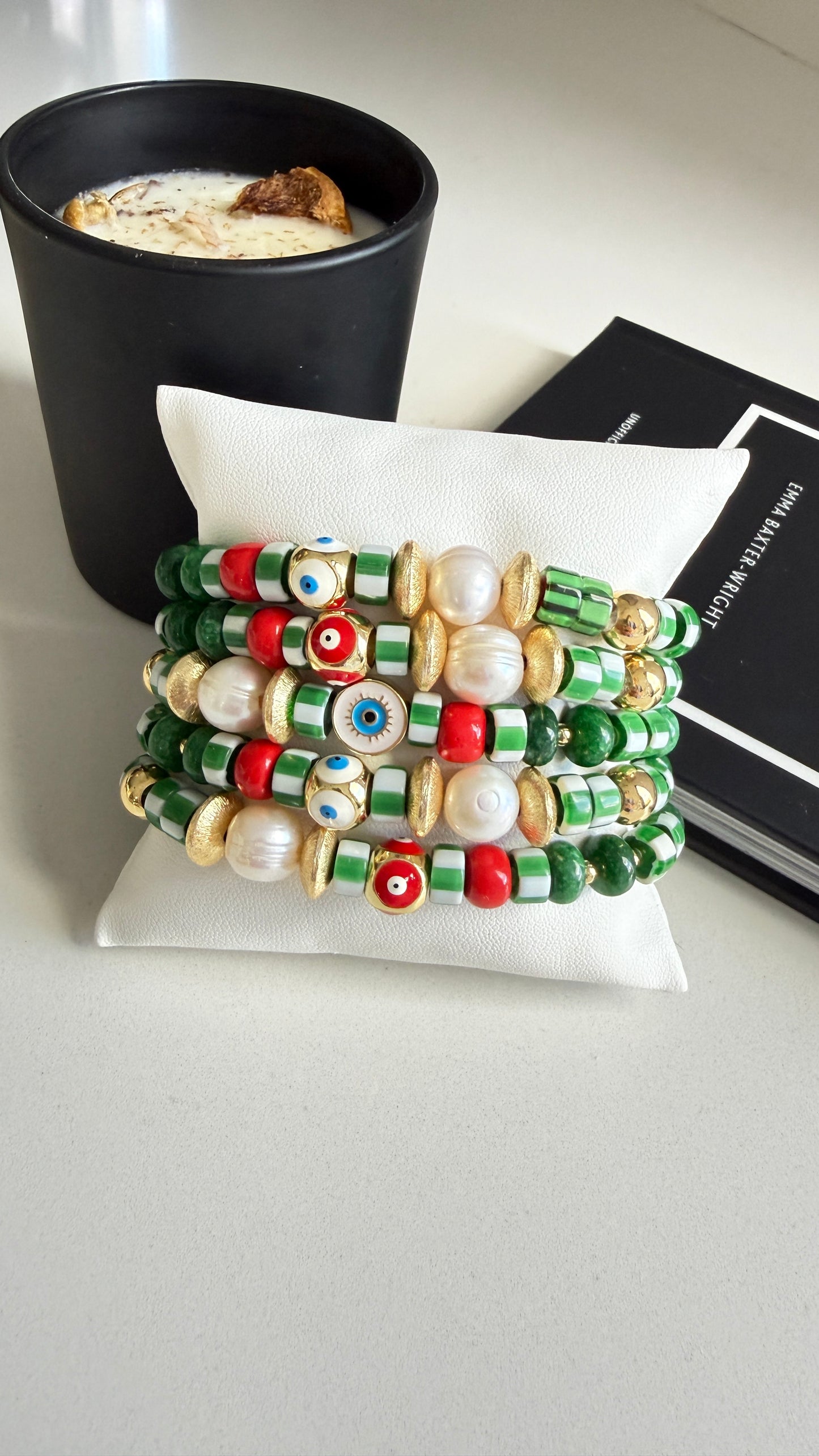 Pulsera piedra africana Verde c/u