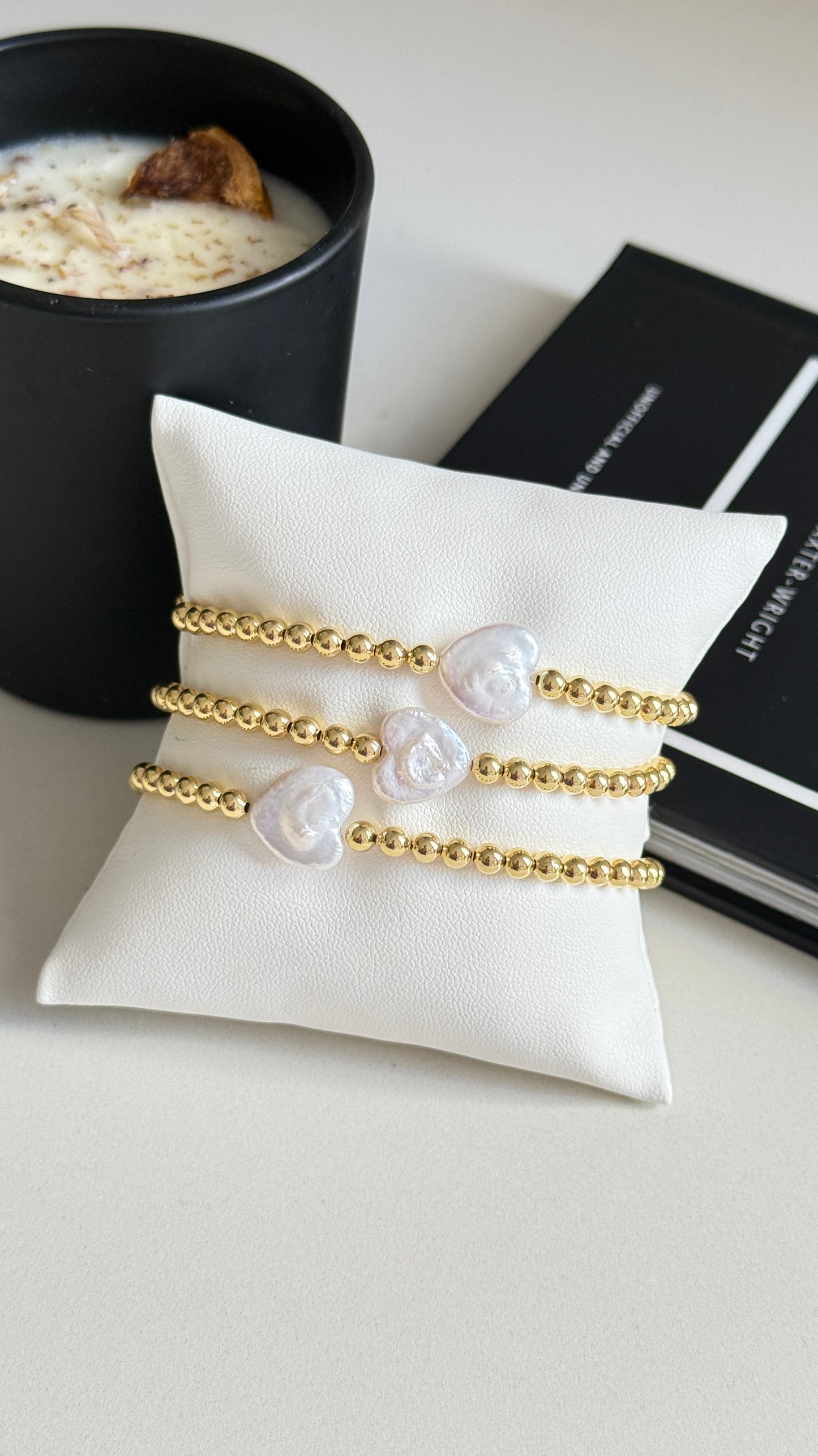 Pulsera Elastica perla love c/u