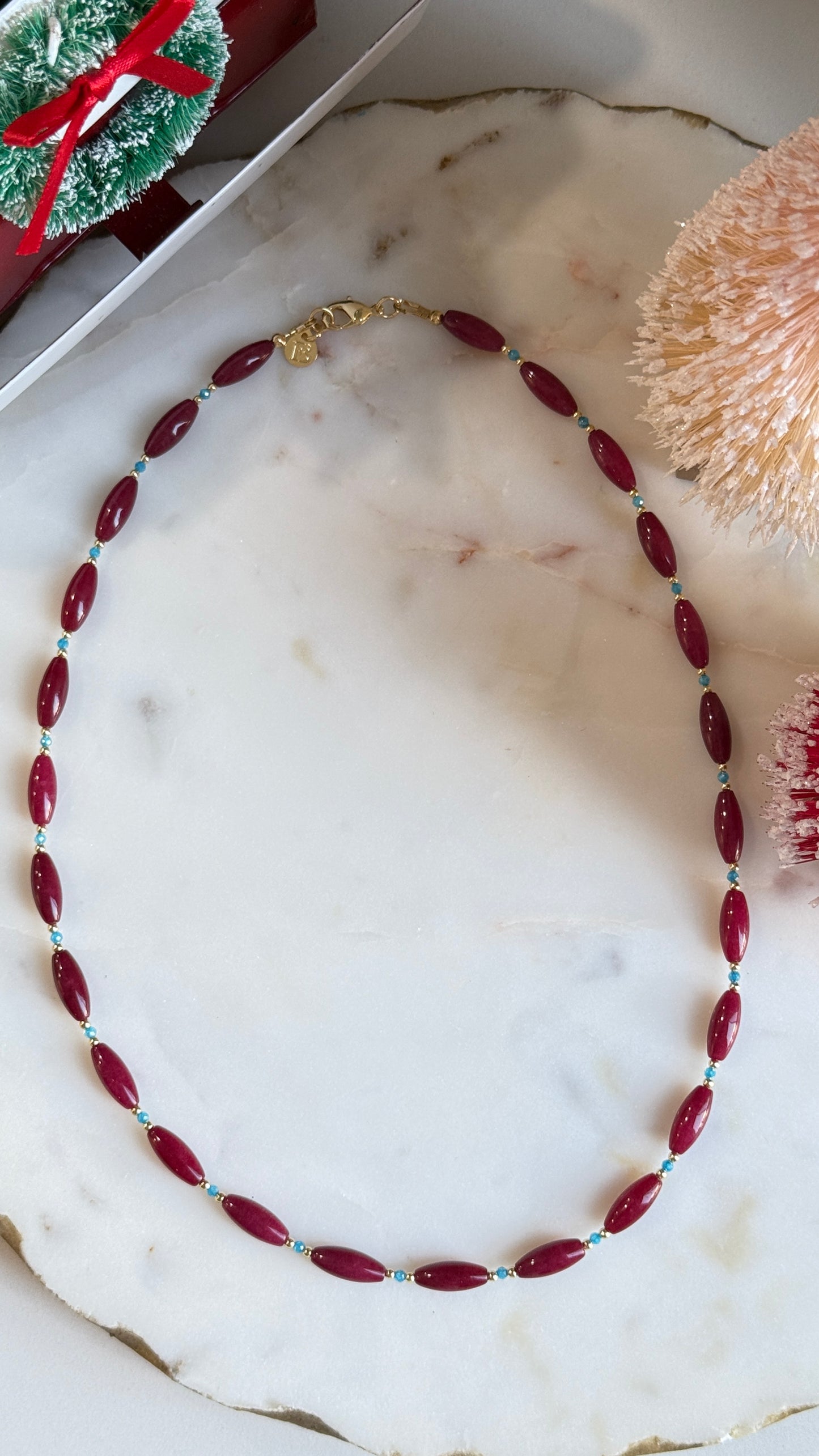 Collar Rojo azul Turquesa