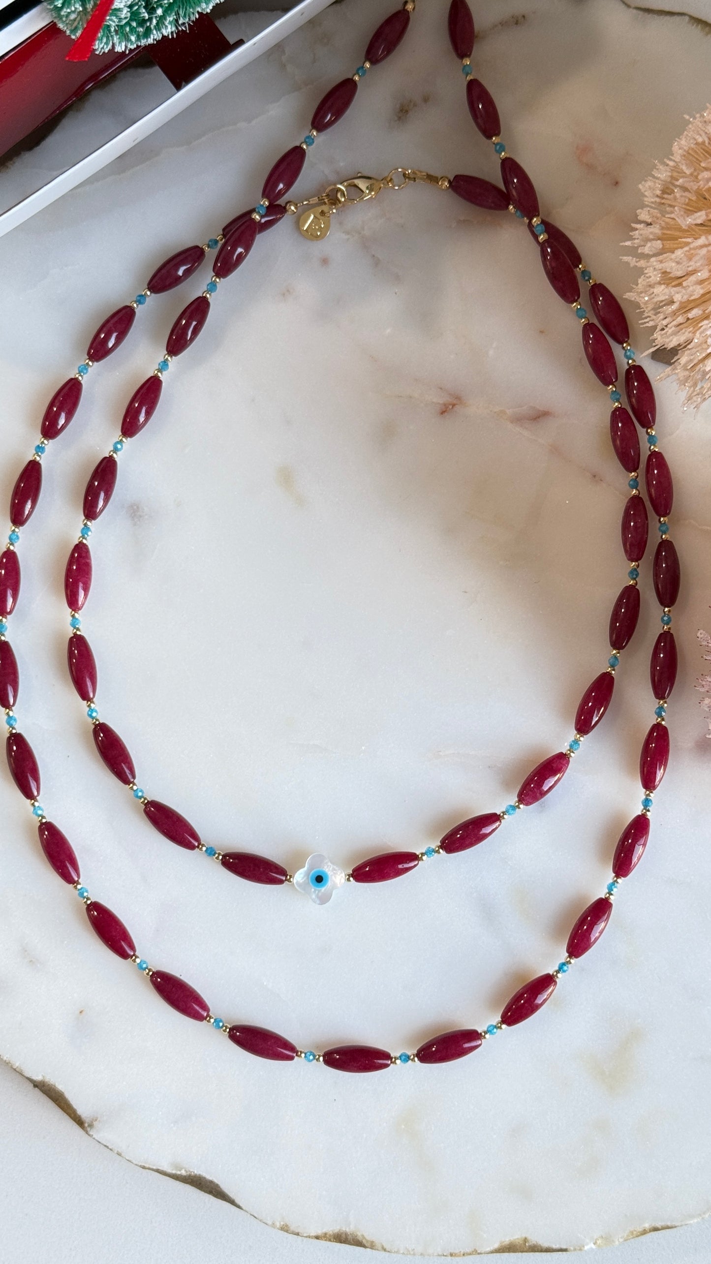 Collar Rojo azul Turquesa