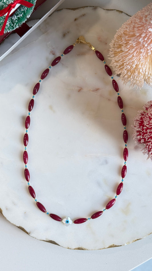 Collar Rojo azul Turquesa