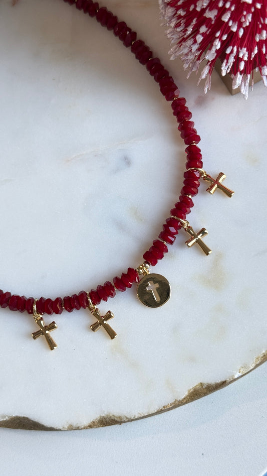 Collar Rojo cruces