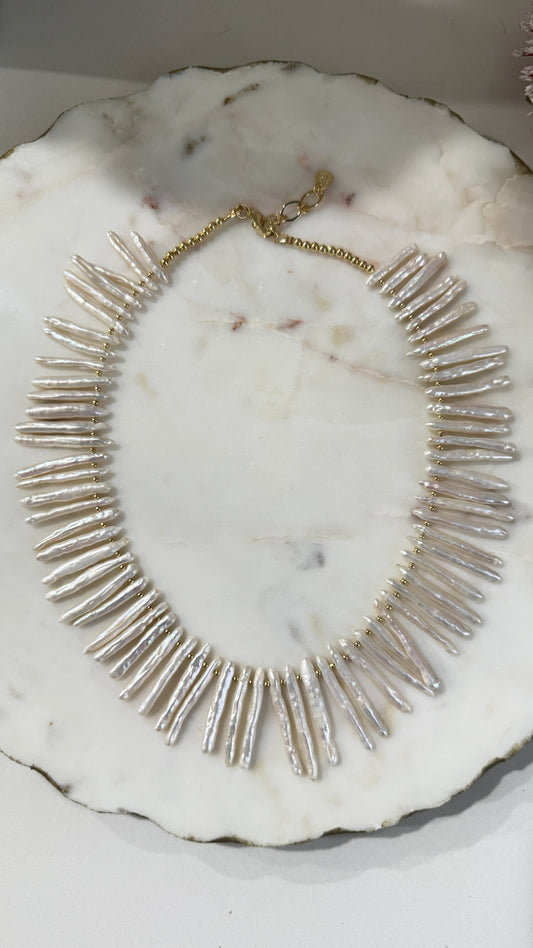 Collar Perlas en abanico