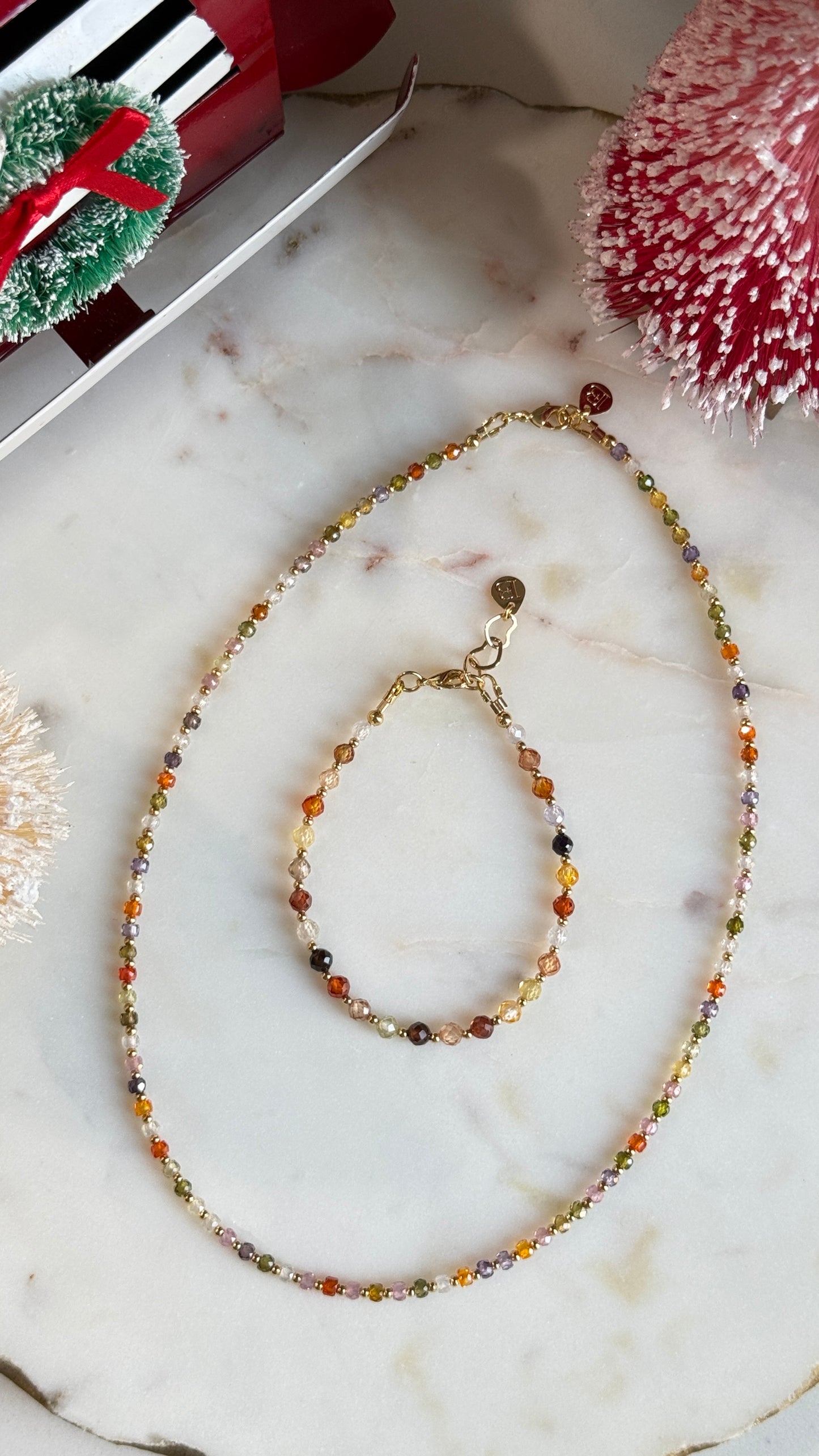 Collar + Pulsera cristales colores