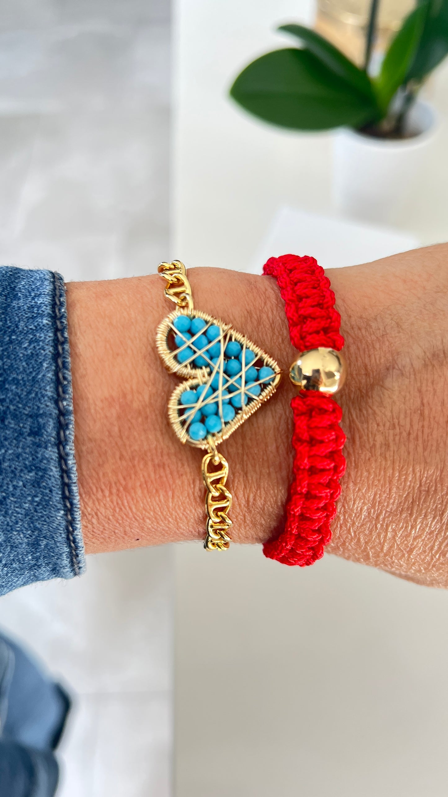 Pulsera corazon hecho a mano