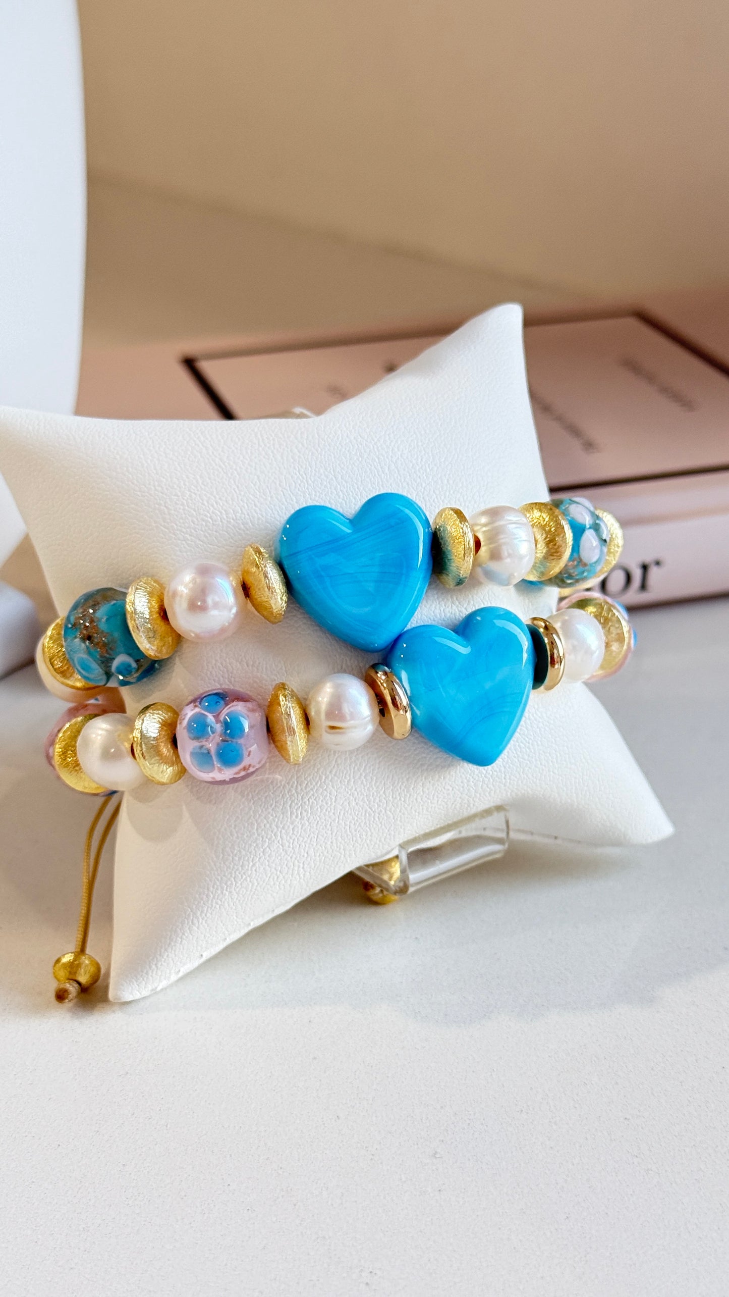 Duo pulseras corazón Azul