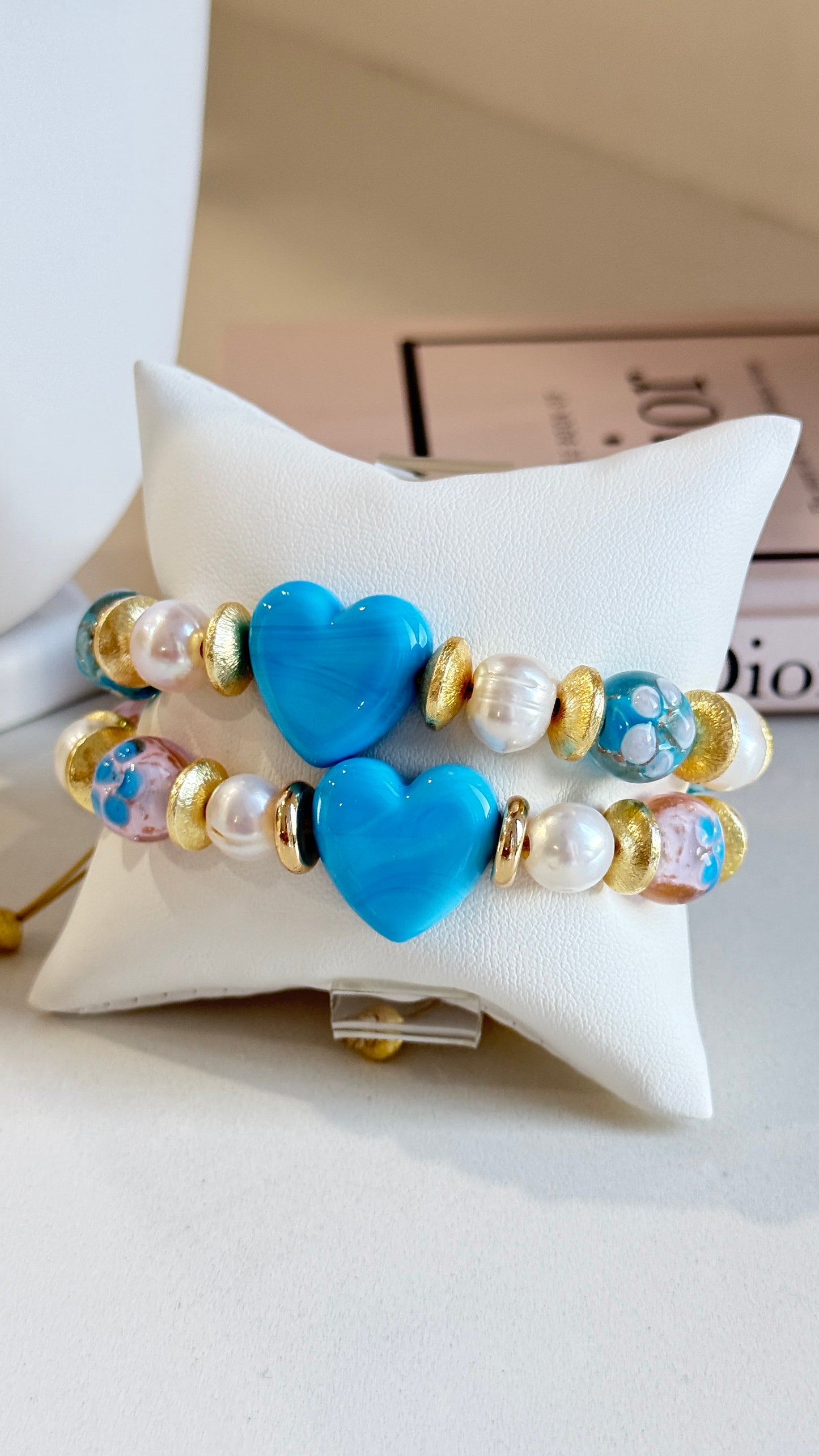 Duo pulseras corazón Azul