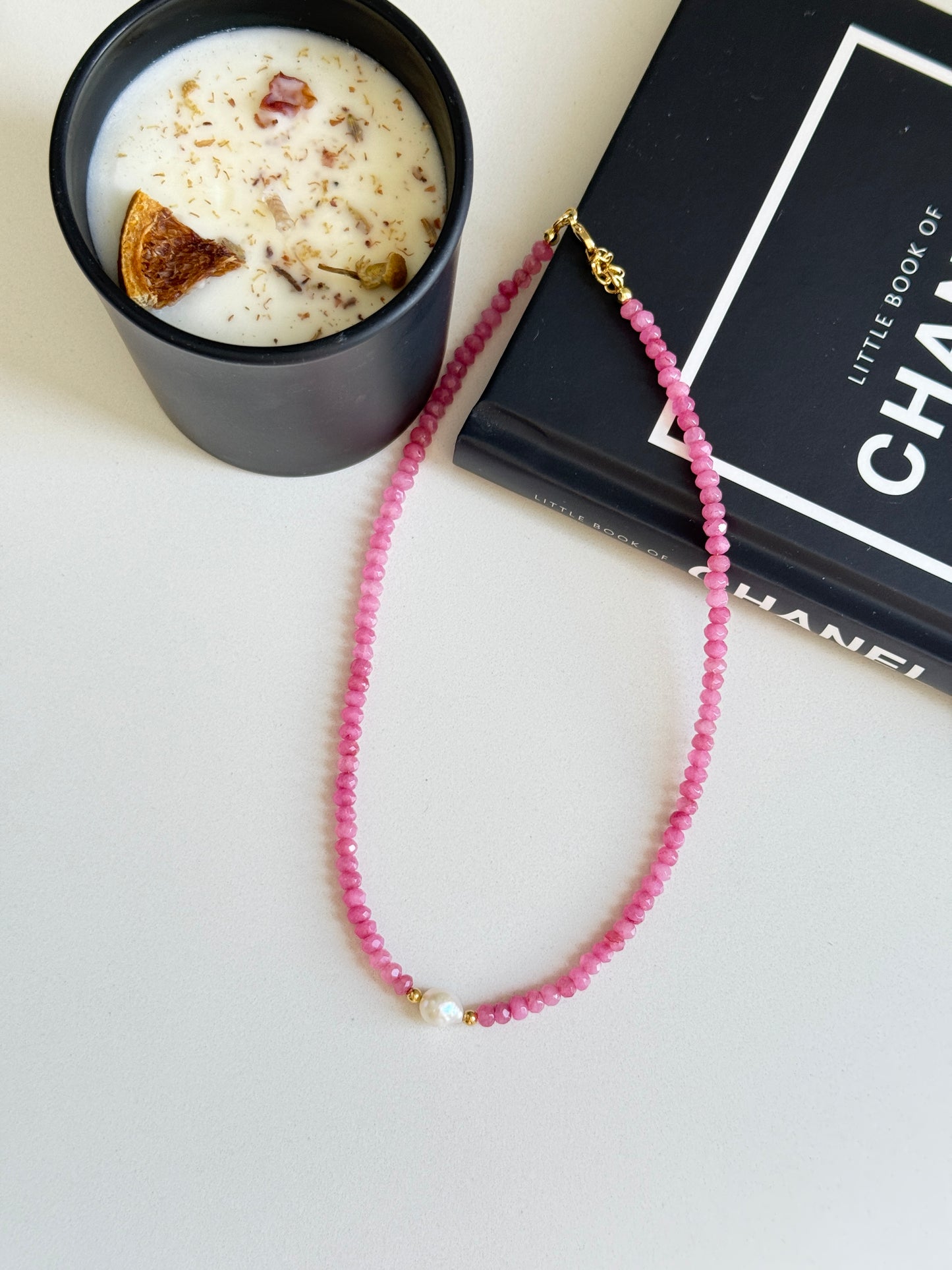 Collar Rosa con perla