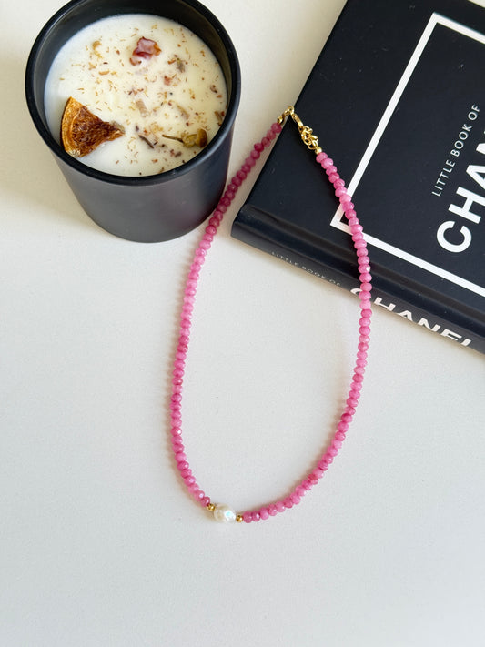 Collar Rosa con perla