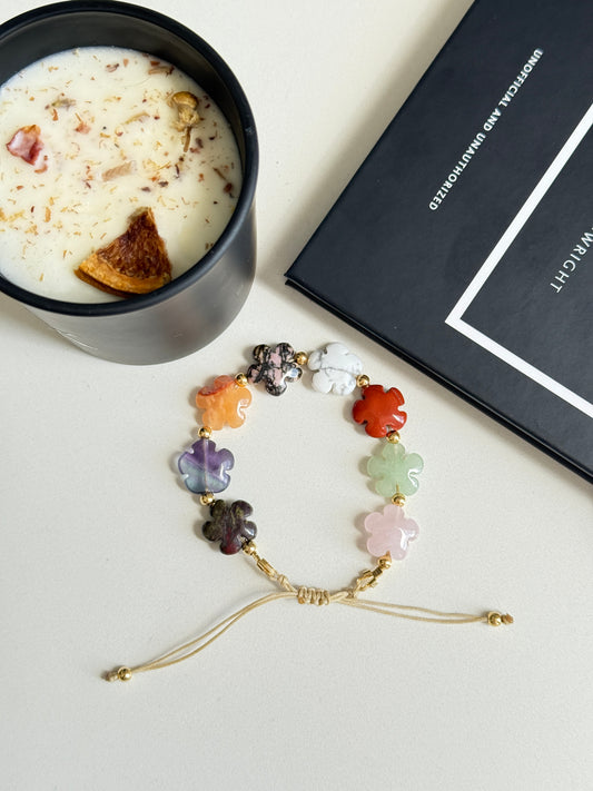 Pulsera Flores Mix Piedras Naturales
