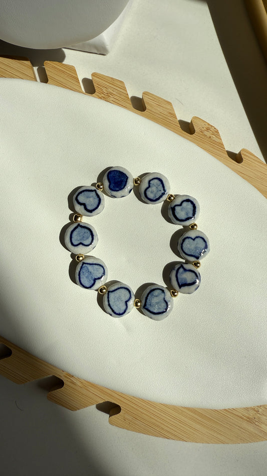 Pulsera elastica corazón Azul