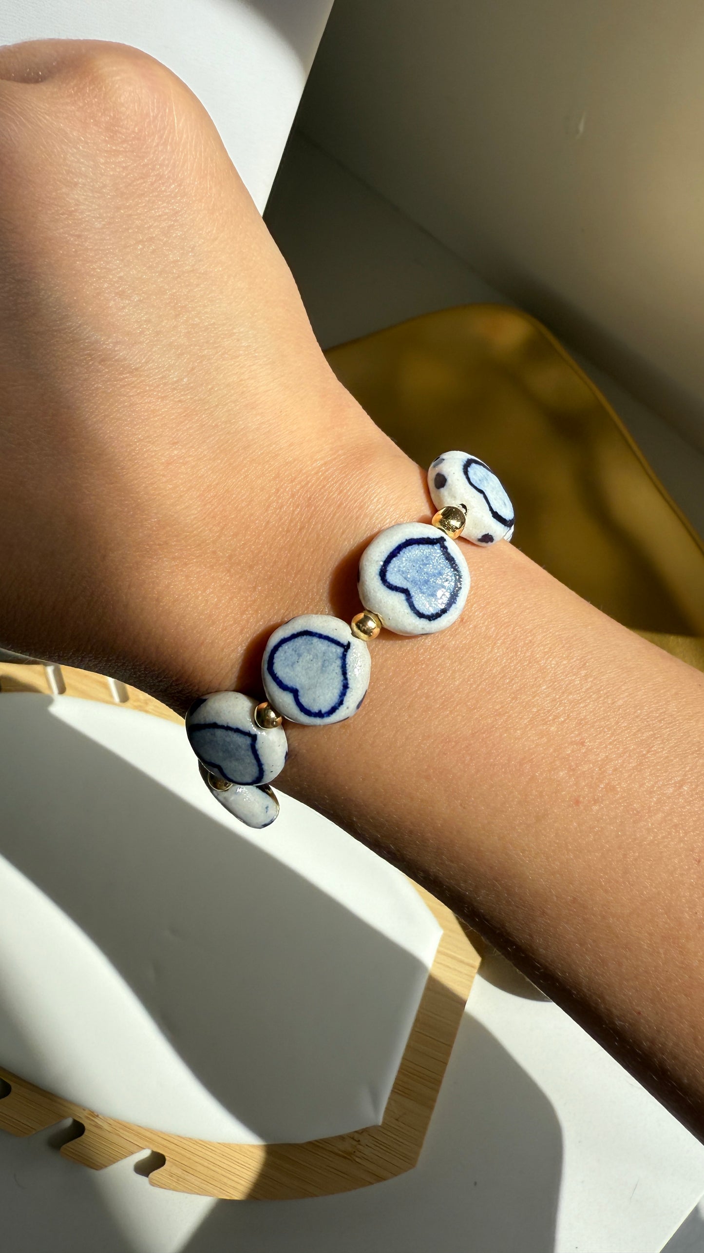 Pulsera elastica corazón Azul