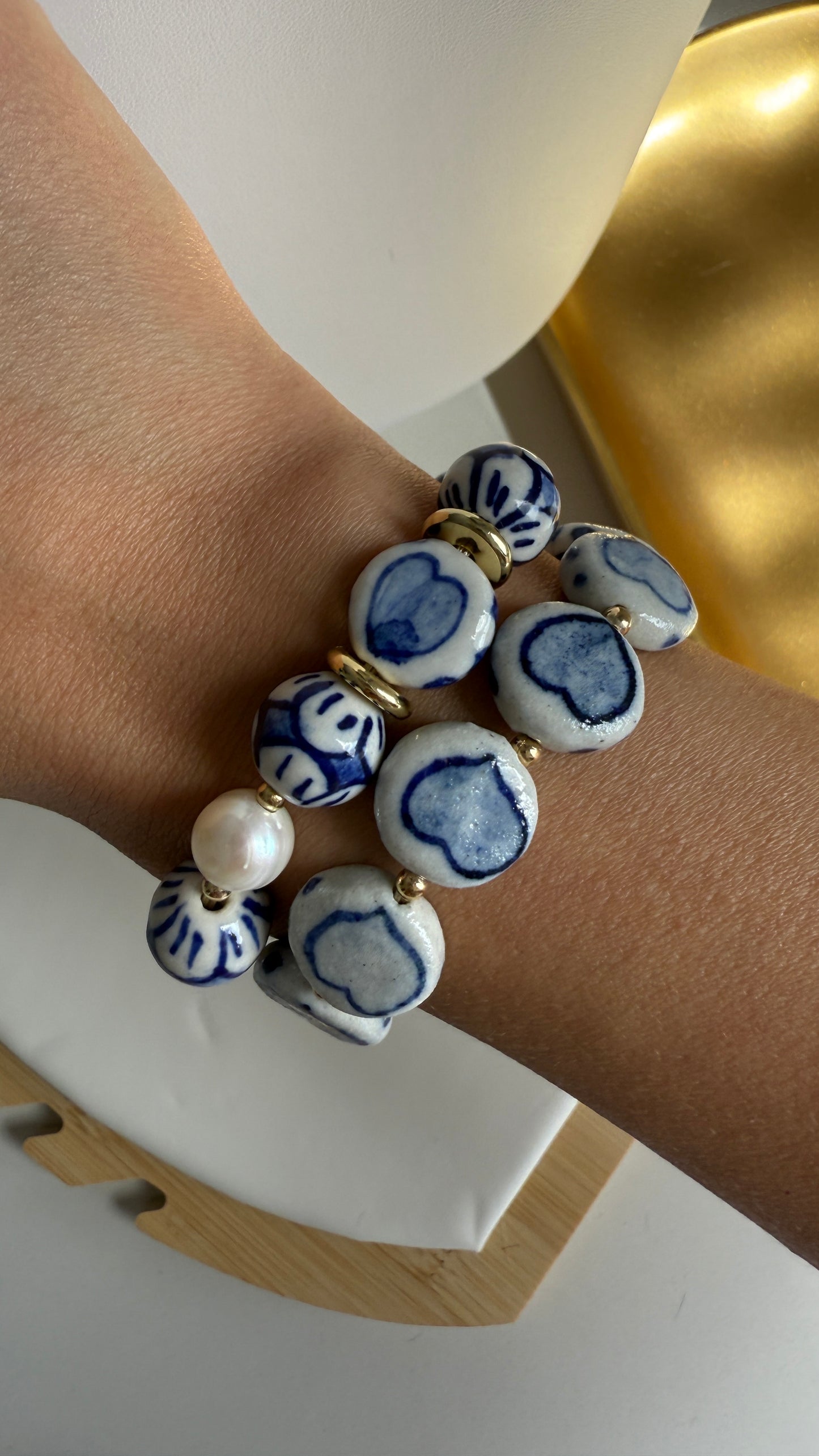 Pulsera ajustable Blanco y Azul