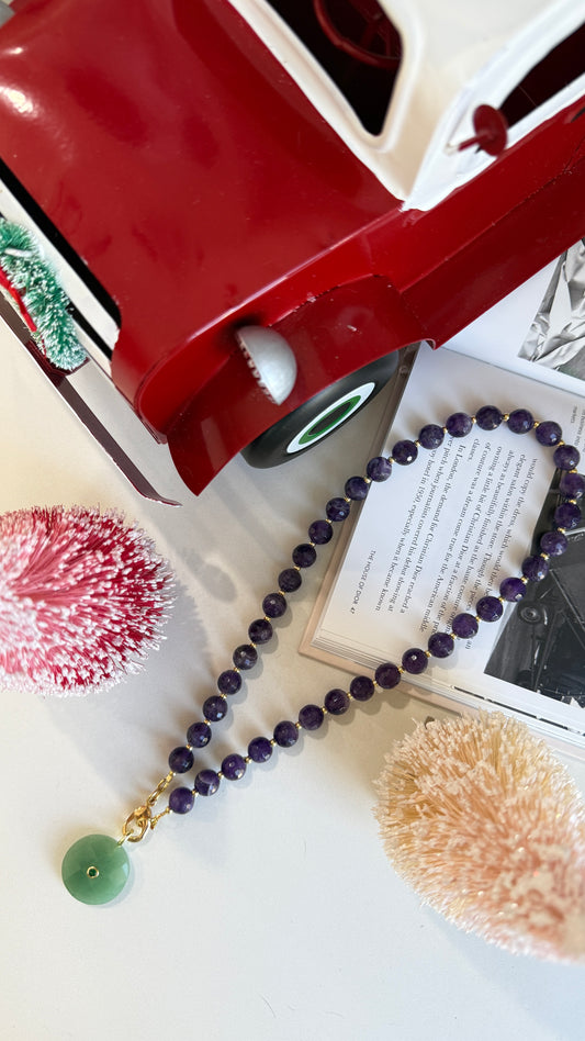 Collar Amatista con dije verde